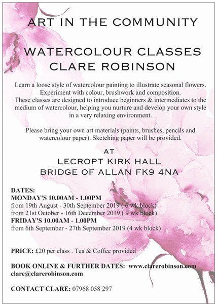 ART in the Community NEW dates for Weekly Painting Courses in Bridge of Allan
