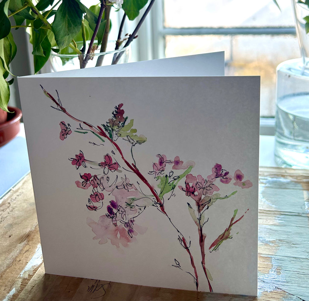 Handpainted Cards - viburnum flowers & eucalyptus leaves