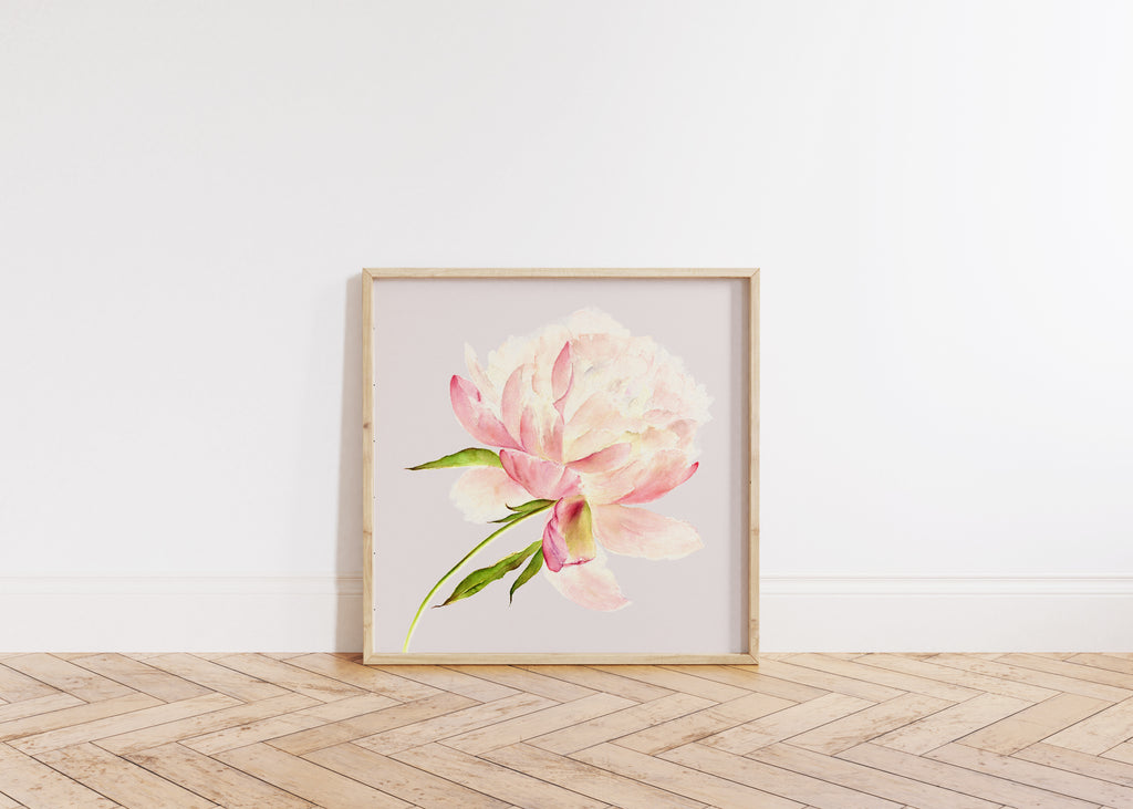 White & Grey Peony Print