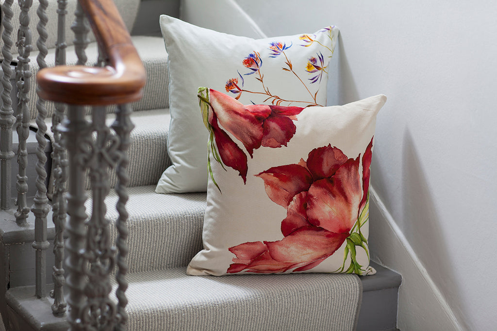 Natural Astrantia Velvet Cushion