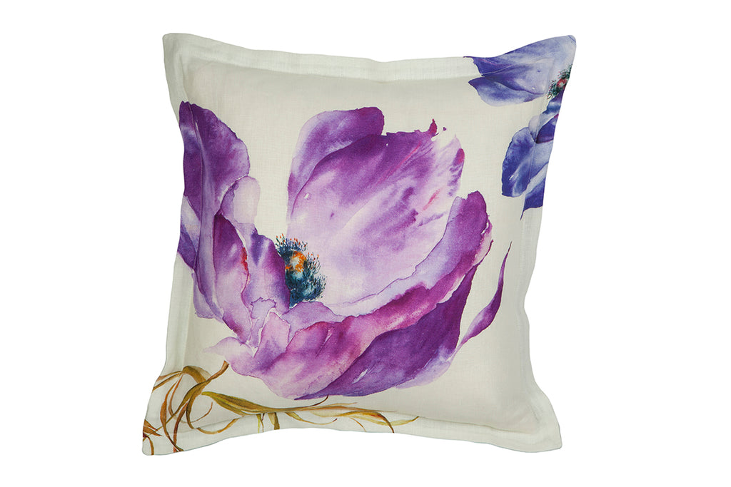 Purple Anemone Linen Cushion