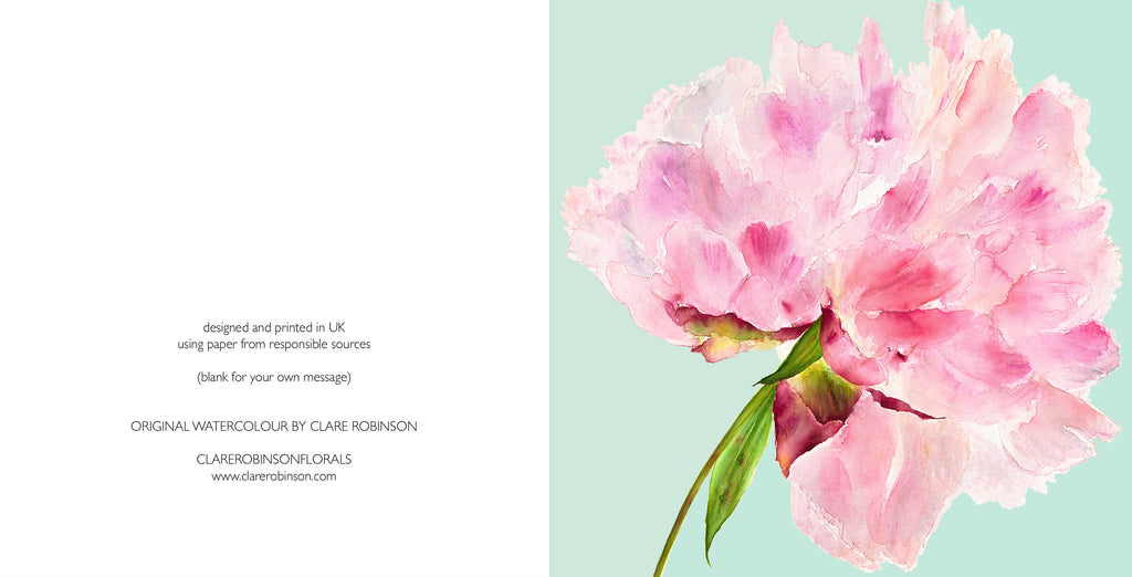 PInk & Mint Peony card